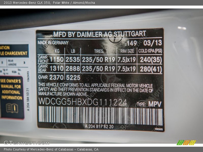 Polar White / Almond/Mocha 2013 Mercedes-Benz GLK 350