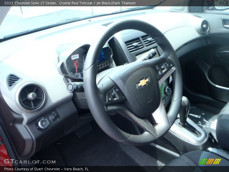 Crystal Red Tintcoat / Jet Black/Dark Titanium 2013 Chevrolet Sonic LT Sedan