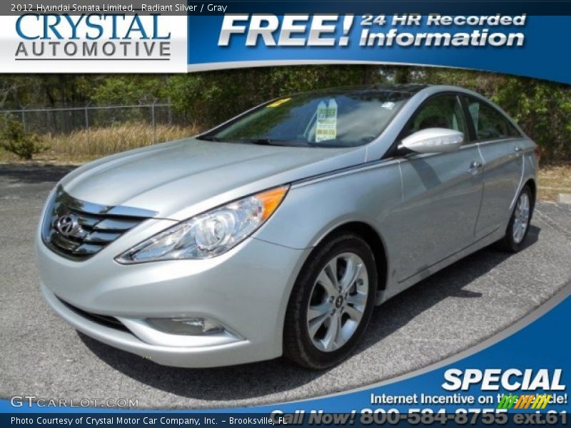 Radiant Silver / Gray 2012 Hyundai Sonata Limited