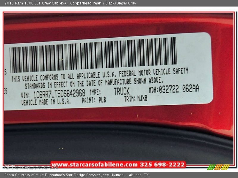 Copperhead Pearl / Black/Diesel Gray 2013 Ram 1500 SLT Crew Cab 4x4