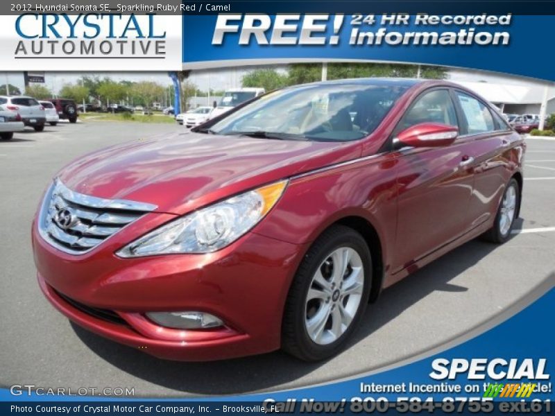 Sparkling Ruby Red / Camel 2012 Hyundai Sonata SE