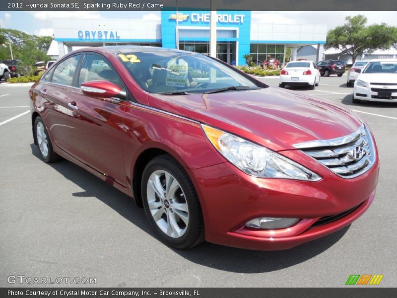 Sparkling Ruby Red / Camel 2012 Hyundai Sonata SE