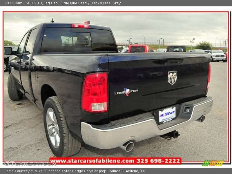True Blue Pearl / Black/Diesel Gray 2013 Ram 1500 SLT Quad Cab