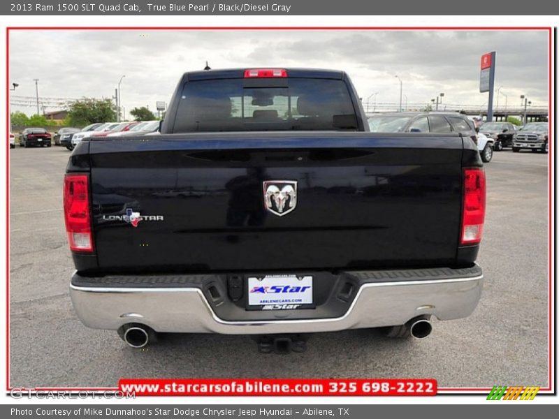 True Blue Pearl / Black/Diesel Gray 2013 Ram 1500 SLT Quad Cab