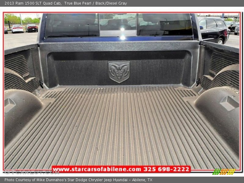 True Blue Pearl / Black/Diesel Gray 2013 Ram 1500 SLT Quad Cab