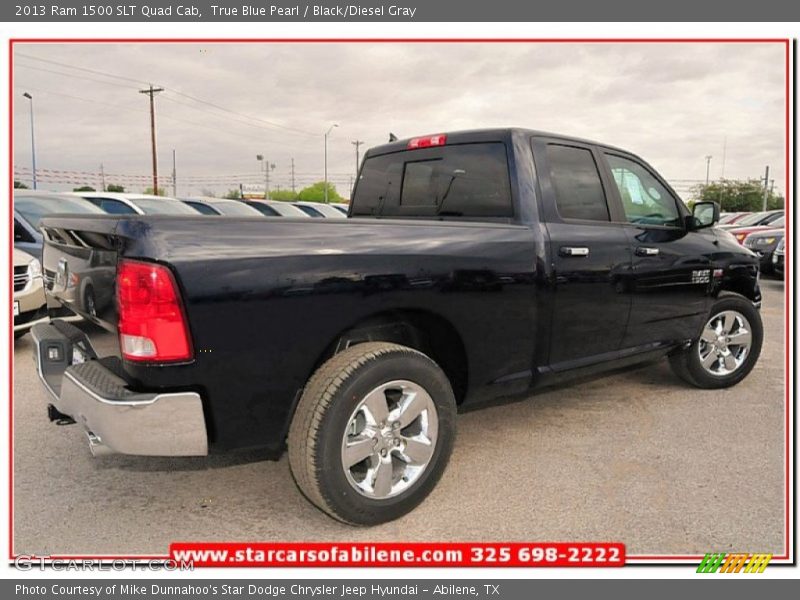 True Blue Pearl / Black/Diesel Gray 2013 Ram 1500 SLT Quad Cab