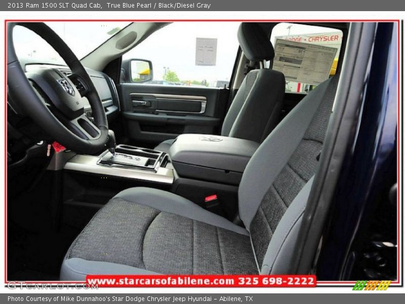 True Blue Pearl / Black/Diesel Gray 2013 Ram 1500 SLT Quad Cab
