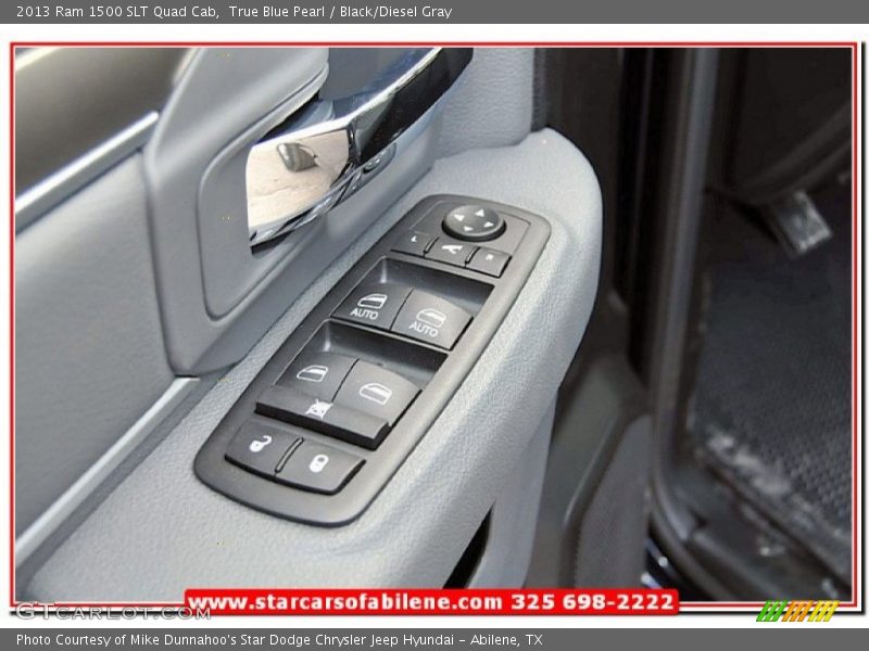 True Blue Pearl / Black/Diesel Gray 2013 Ram 1500 SLT Quad Cab