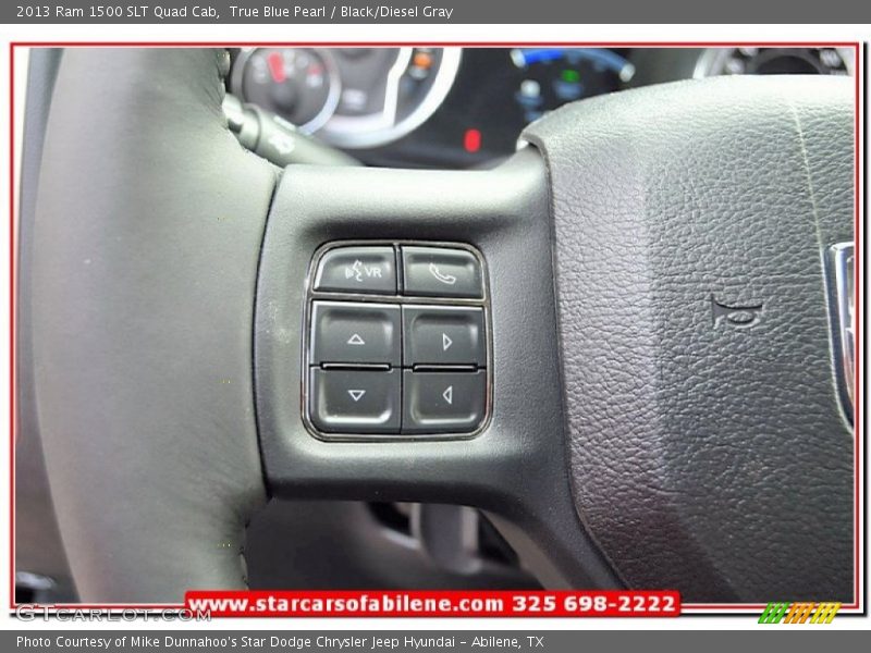 True Blue Pearl / Black/Diesel Gray 2013 Ram 1500 SLT Quad Cab