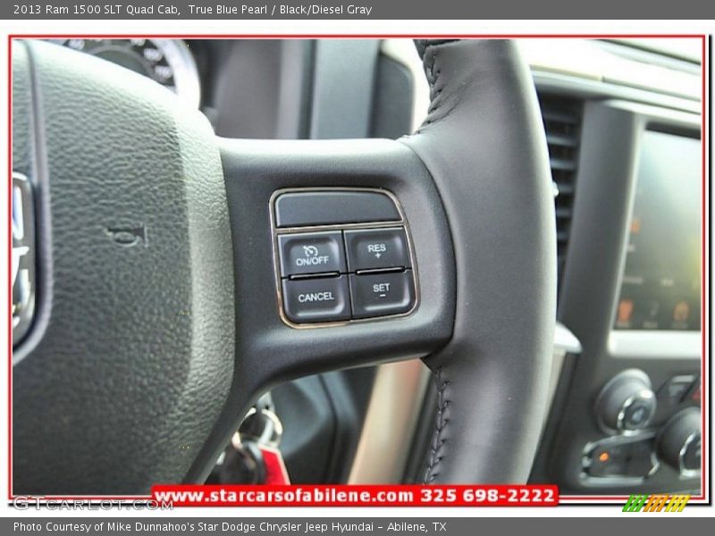 True Blue Pearl / Black/Diesel Gray 2013 Ram 1500 SLT Quad Cab