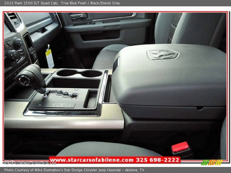 True Blue Pearl / Black/Diesel Gray 2013 Ram 1500 SLT Quad Cab