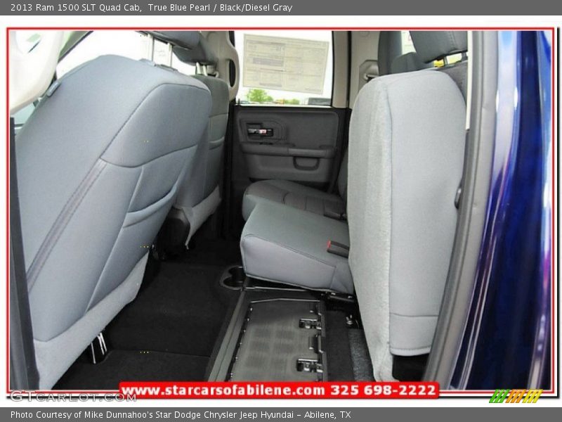 True Blue Pearl / Black/Diesel Gray 2013 Ram 1500 SLT Quad Cab