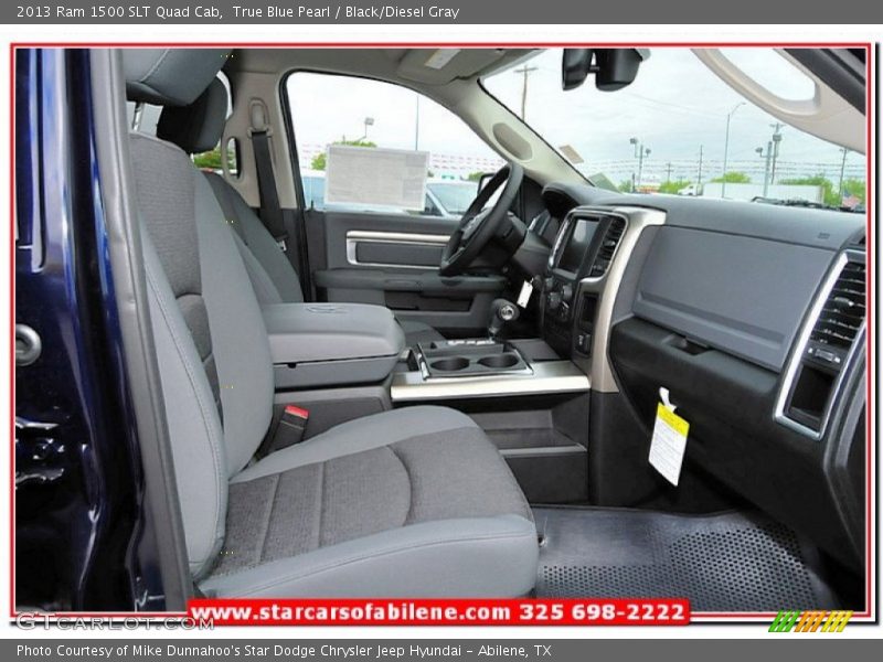 True Blue Pearl / Black/Diesel Gray 2013 Ram 1500 SLT Quad Cab