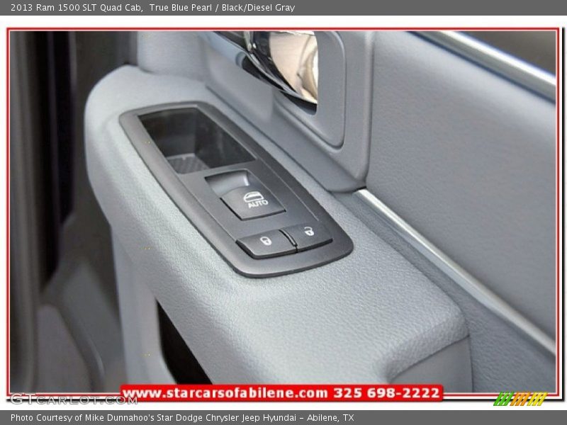 True Blue Pearl / Black/Diesel Gray 2013 Ram 1500 SLT Quad Cab
