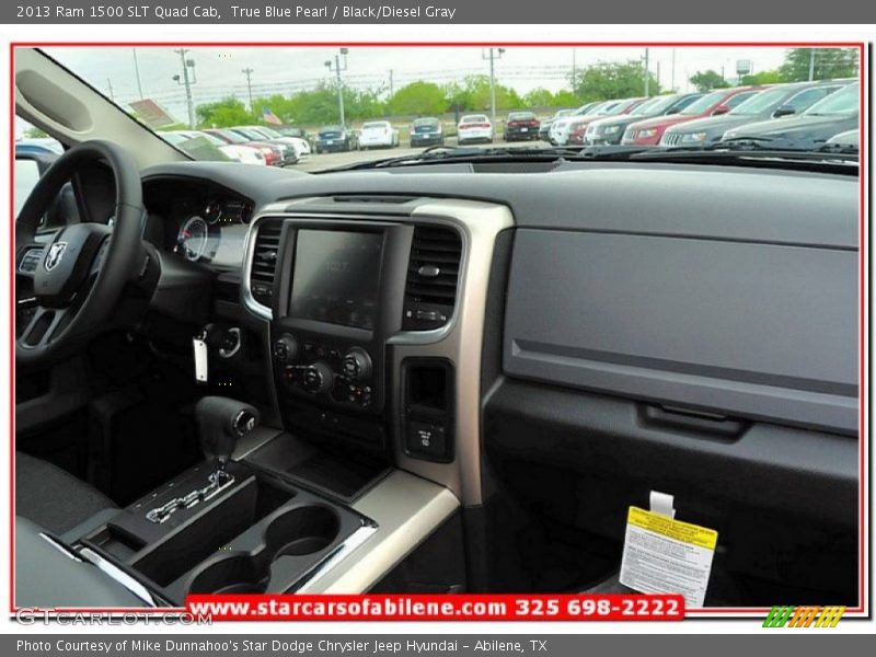 True Blue Pearl / Black/Diesel Gray 2013 Ram 1500 SLT Quad Cab
