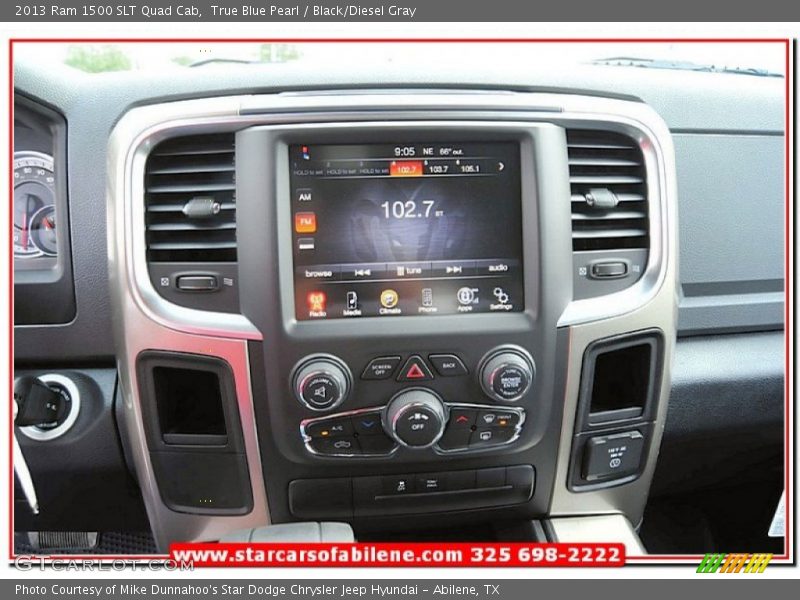 True Blue Pearl / Black/Diesel Gray 2013 Ram 1500 SLT Quad Cab