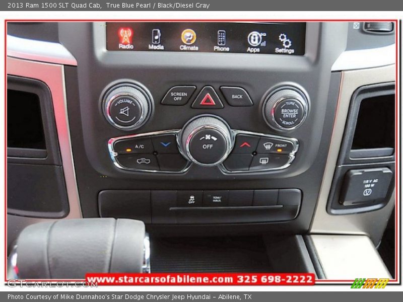 True Blue Pearl / Black/Diesel Gray 2013 Ram 1500 SLT Quad Cab