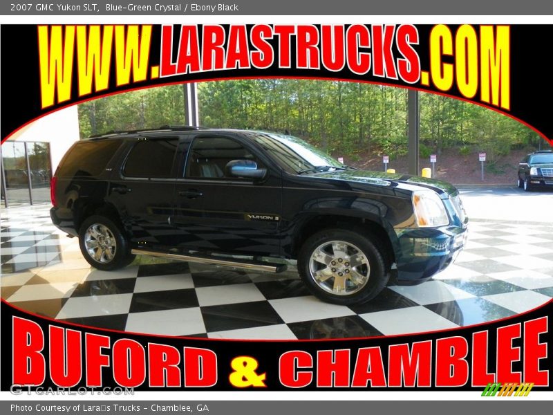 Blue-Green Crystal / Ebony Black 2007 GMC Yukon SLT