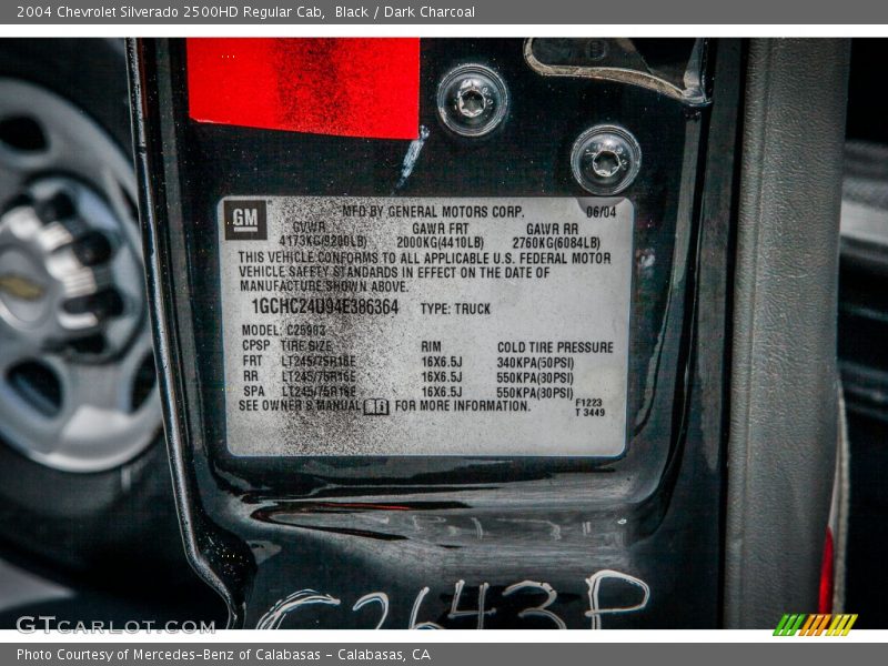 Black / Dark Charcoal 2004 Chevrolet Silverado 2500HD Regular Cab