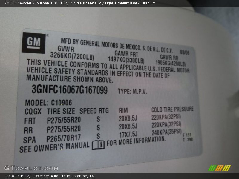 Gold Mist Metallic / Light Titanium/Dark Titanium 2007 Chevrolet Suburban 1500 LTZ