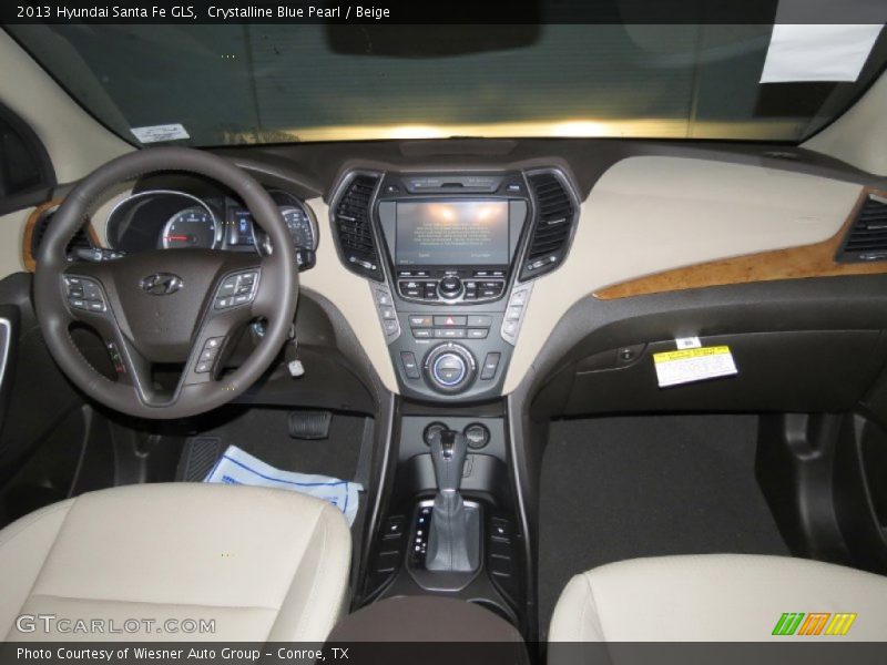 Crystalline Blue Pearl / Beige 2013 Hyundai Santa Fe GLS