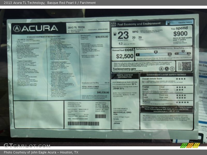 Basque Red Pearl II / Parchment 2013 Acura TL Technology