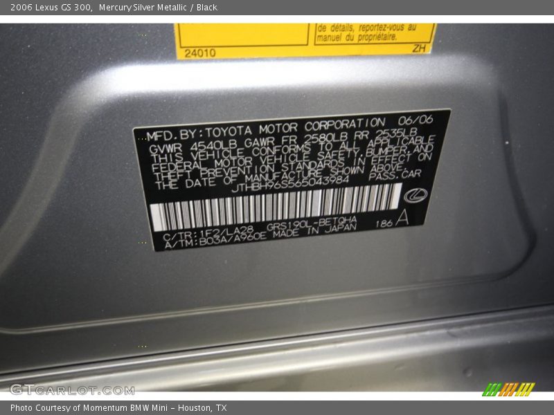 Mercury Silver Metallic / Black 2006 Lexus GS 300
