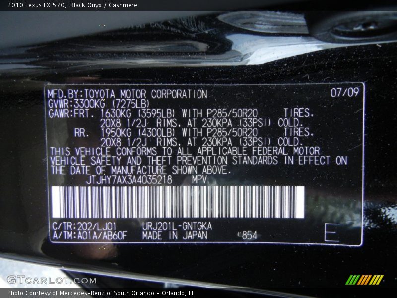 Black Onyx / Cashmere 2010 Lexus LX 570