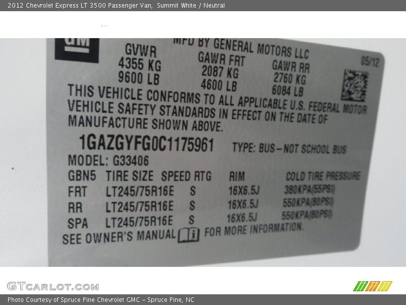 Summit White / Neutral 2012 Chevrolet Express LT 3500 Passenger Van