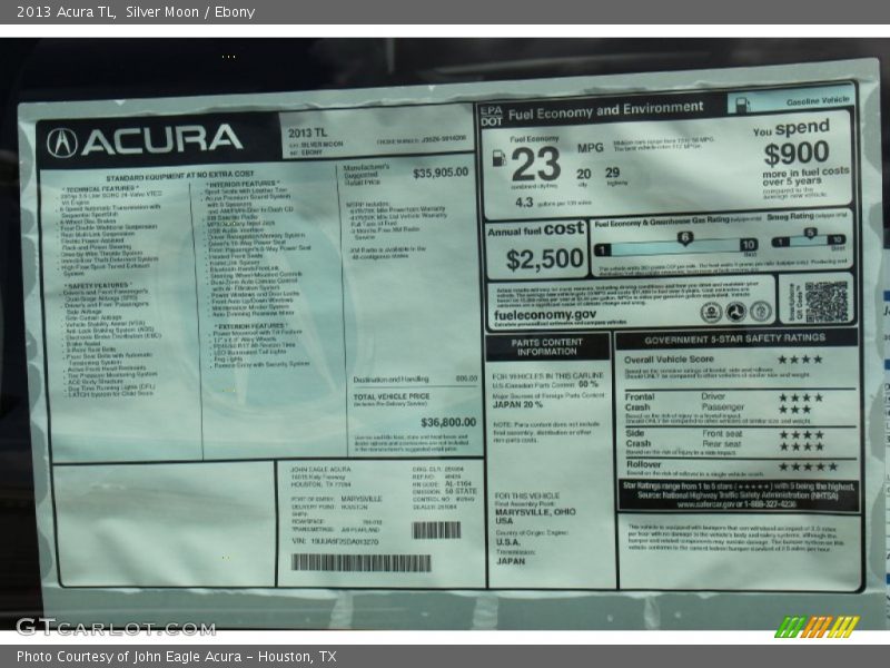 Silver Moon / Ebony 2013 Acura TL