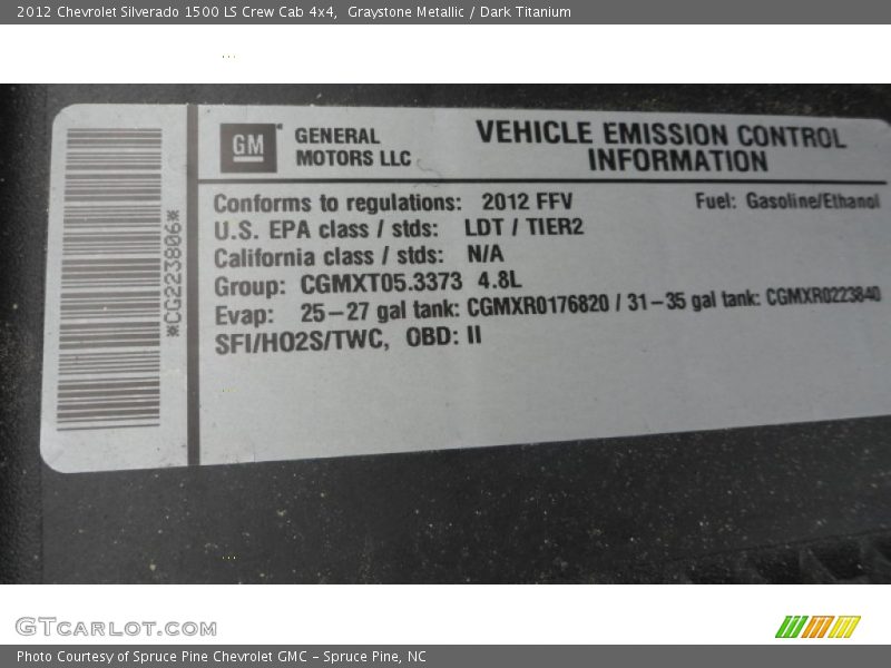 Graystone Metallic / Dark Titanium 2012 Chevrolet Silverado 1500 LS Crew Cab 4x4