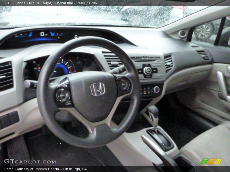 Crystal Black Pearl / Gray 2012 Honda Civic LX Coupe