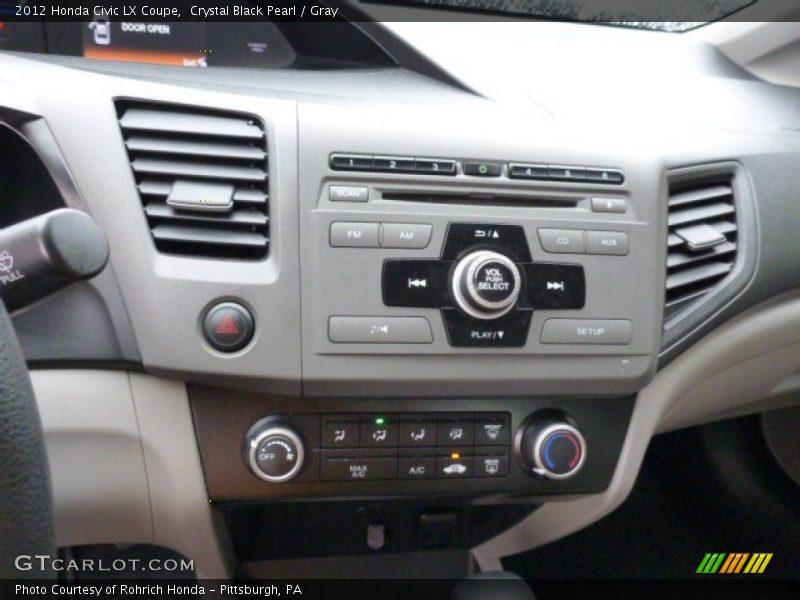 Crystal Black Pearl / Gray 2012 Honda Civic LX Coupe
