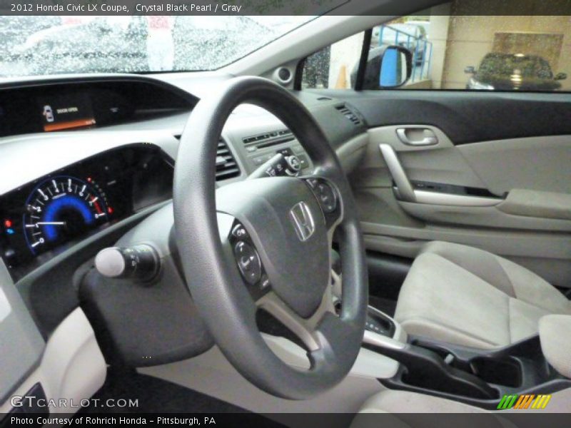 Crystal Black Pearl / Gray 2012 Honda Civic LX Coupe