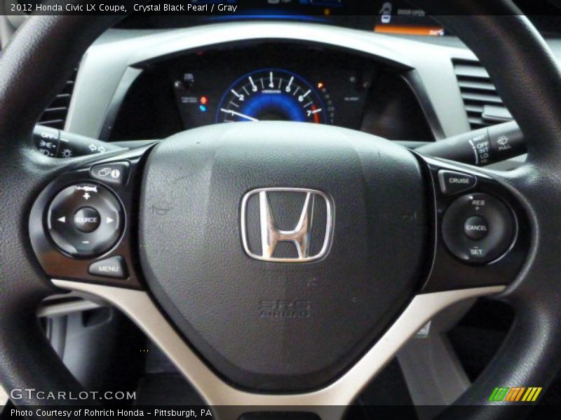 Crystal Black Pearl / Gray 2012 Honda Civic LX Coupe