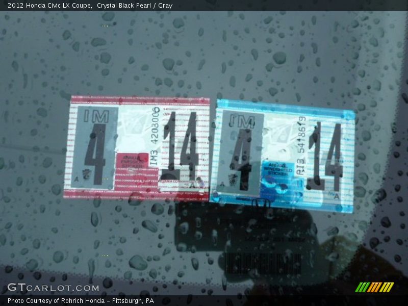 Crystal Black Pearl / Gray 2012 Honda Civic LX Coupe