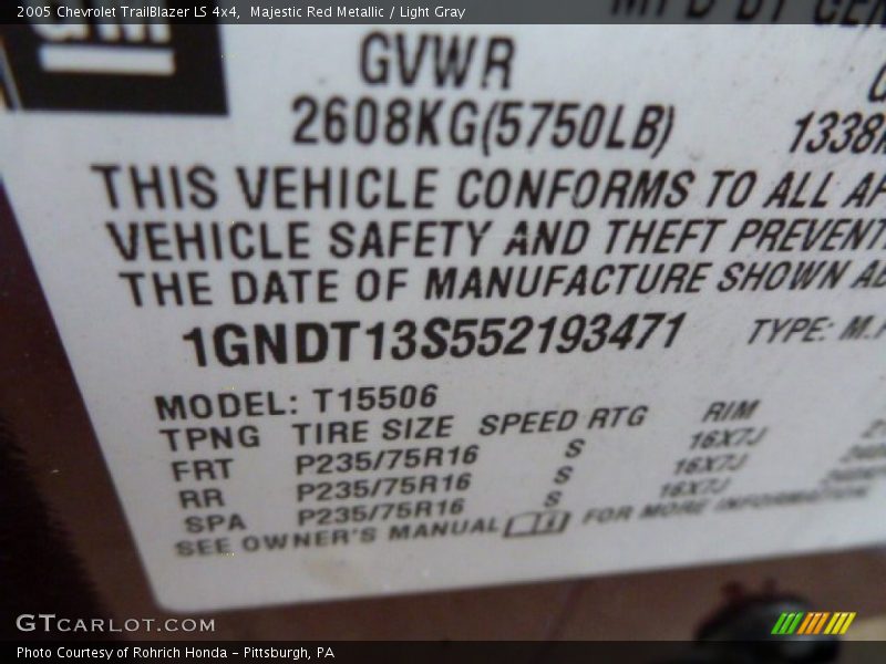 Majestic Red Metallic / Light Gray 2005 Chevrolet TrailBlazer LS 4x4