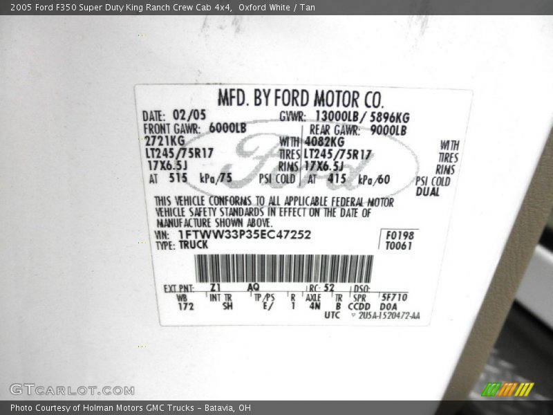 Oxford White / Tan 2005 Ford F350 Super Duty King Ranch Crew Cab 4x4