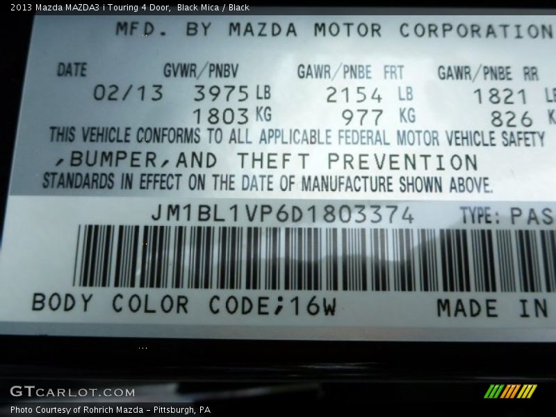 Black Mica / Black 2013 Mazda MAZDA3 i Touring 4 Door