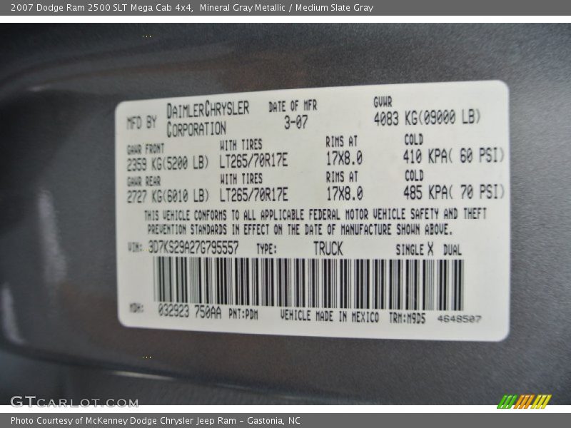 Mineral Gray Metallic / Medium Slate Gray 2007 Dodge Ram 2500 SLT Mega Cab 4x4