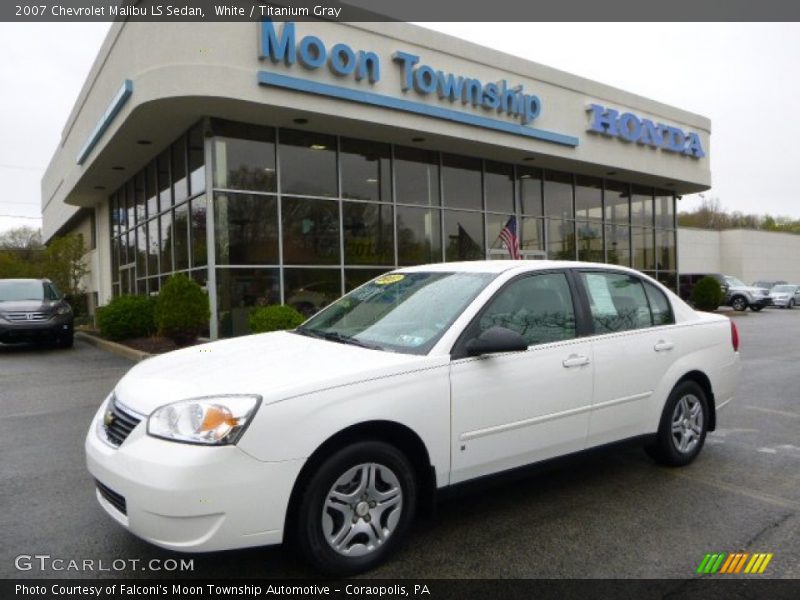 White / Titanium Gray 2007 Chevrolet Malibu LS Sedan