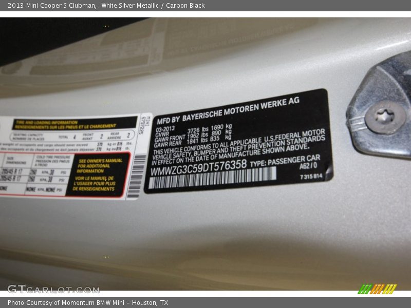 White Silver Metallic / Carbon Black 2013 Mini Cooper S Clubman
