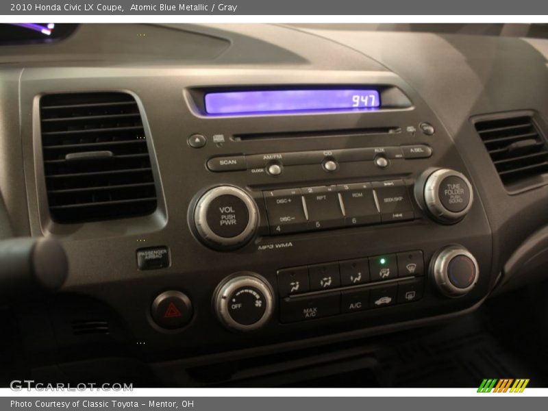 Atomic Blue Metallic / Gray 2010 Honda Civic LX Coupe