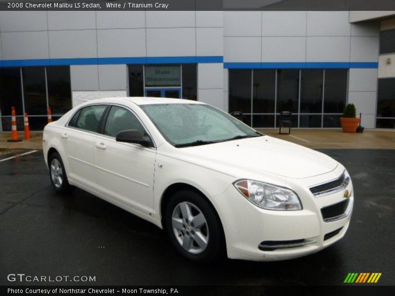 White / Titanium Gray 2008 Chevrolet Malibu LS Sedan