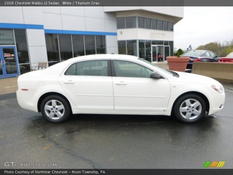 White / Titanium Gray 2008 Chevrolet Malibu LS Sedan