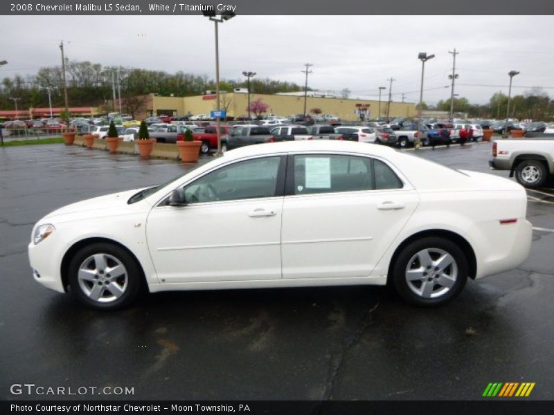 White / Titanium Gray 2008 Chevrolet Malibu LS Sedan