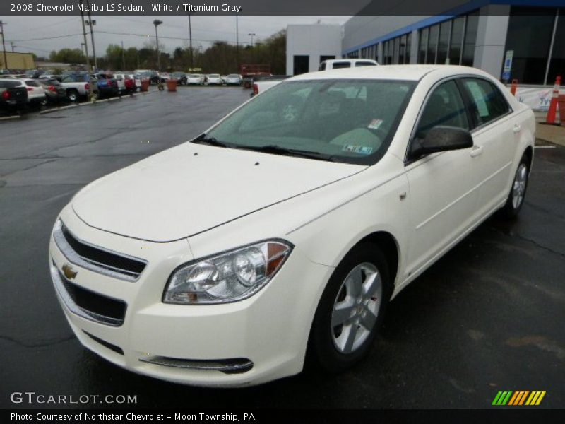 White / Titanium Gray 2008 Chevrolet Malibu LS Sedan