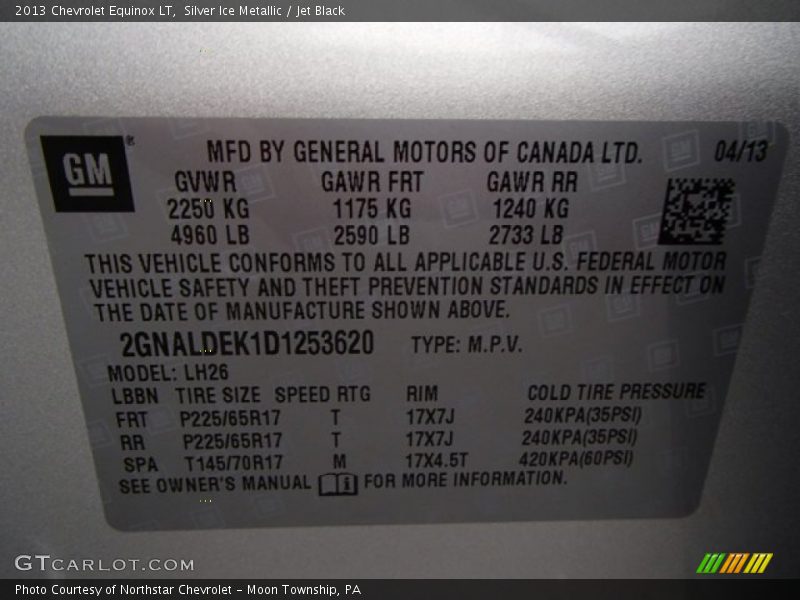 Silver Ice Metallic / Jet Black 2013 Chevrolet Equinox LT