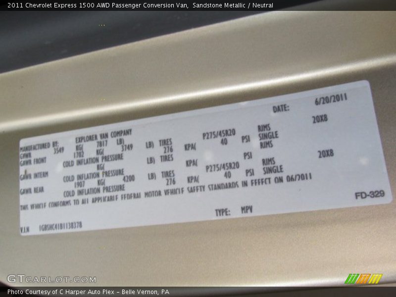 Sandstone Metallic / Neutral 2011 Chevrolet Express 1500 AWD Passenger Conversion Van