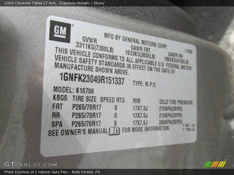Graystone Metallic / Ebony 2009 Chevrolet Tahoe LT 4x4